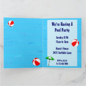 スイミングプールテーマカスタムパーティの招待状 カード (内部)