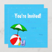 スイミングプールテーマカスタムパーティの招待状 招待状 (正面/裏面)