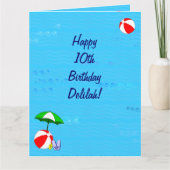 スイミングプールテーマ誕生日カードfor Delilah カード (正面)