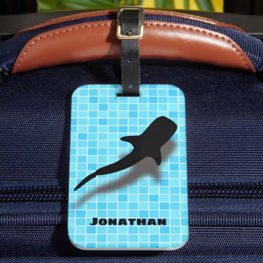スイミングプールパーソナライズされたでジンベイザメ ラゲッジタグ (正面インサイチュ2)