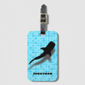 スイミングプールパーソナライズされたでジンベイザメ ラゲッジタグ (正面縦)
