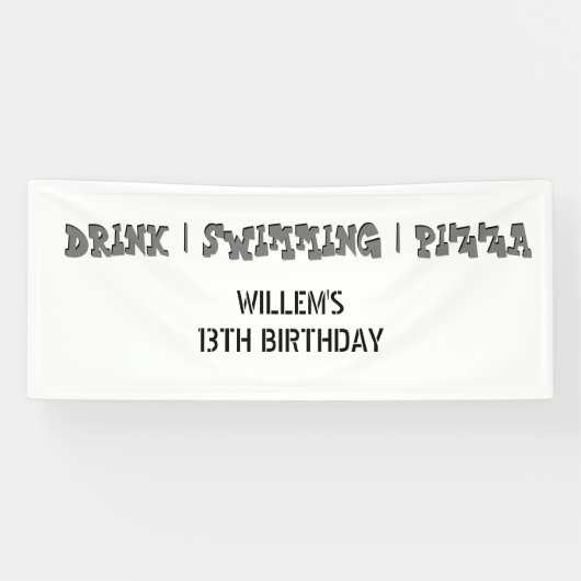 スイミングプールパーティーボーイバースデーパーティーへようこそ 横断幕 (横)