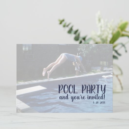 スイミングプールパーティーミッドセンチュリー水着 招待状 (スタンド正面)