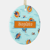 スイミングプールパーティー名ギフト セラミックオーナメント (右)