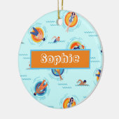 スイミングプールパーティー名ギフト セラミックオーナメント (左)