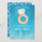 スイミングプールパーティー婚約リングや輪ブライダルシャワー 招待状 (正面/裏面)
