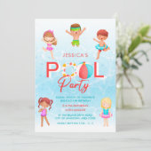 スイミングプールパーティー子供の誕生日招待状 招待状 (スタンド正面)