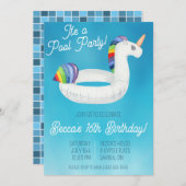 スイミングプールパーティー誕生日パーティー 招待状 (正面/裏面)