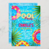スイミングプールパーティー誕生日招待状 招待状 (正面/裏面)