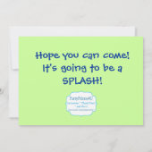 スイミングプールパーティー-グリーンウォータースライド誕生日 招待状 (裏面)