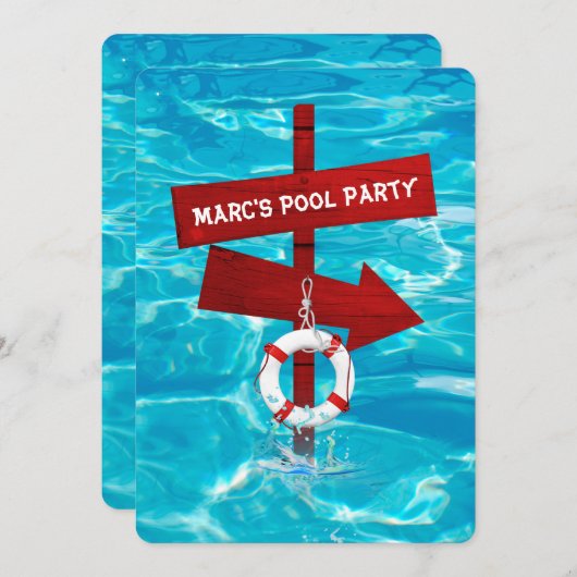 スイミングプールパーティー 招待状 (正面/裏面)