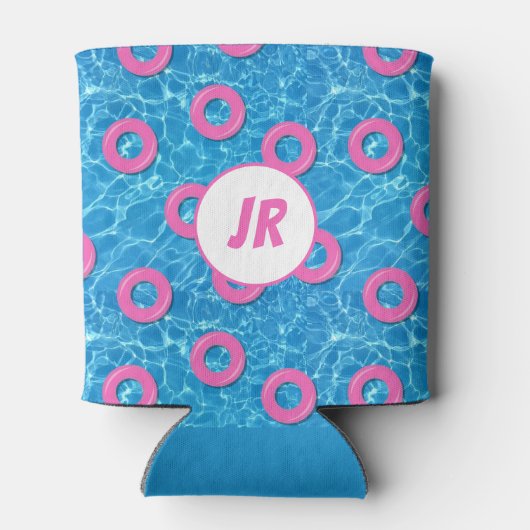 スイミングプールビーチ誕生日パーティモノグラム 缶クーラー (裏面)