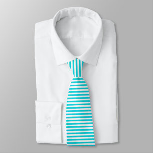 スイミングプールブルーと白ストライプ色 ネクタイ