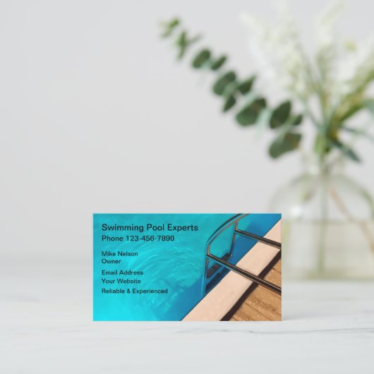 スイミングプールプロフェッショナルデザイン 名刺 (スタンド正面)