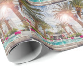 スイミングプールホテルプールサマーバケーションホリデイ ラッピングペーパー (ロールコーナー)