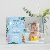 スイミングプールボーイ1stバースデーフォト招待状 招待状 (スタンド正面)