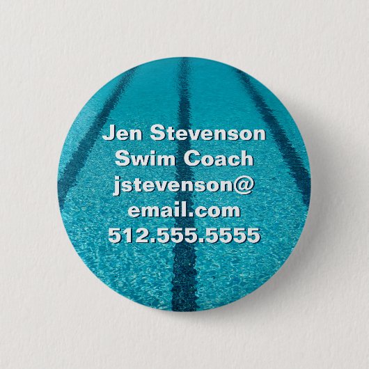 スイミングプール会社またはスイムインストラクターカスタム 缶バッジ (正面)