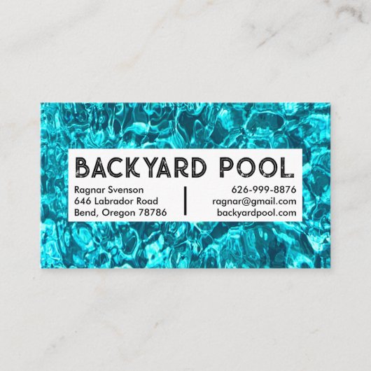 スイミングプール建築請負業者の清掃 名刺 (正面)