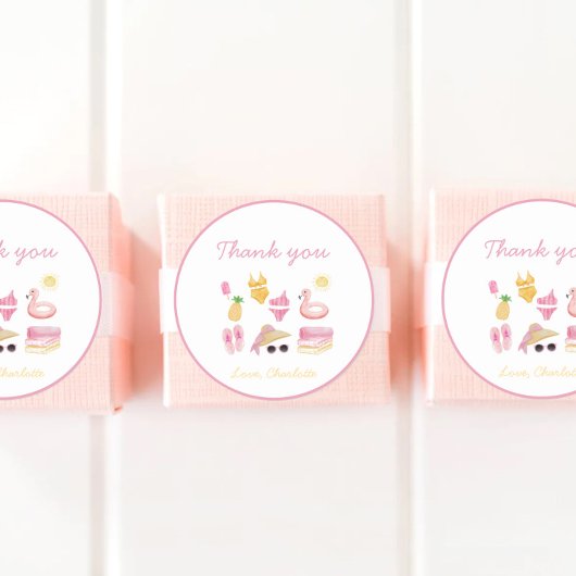 スイミングプール誕生日パーティーゲストのお願い ラウンドシール