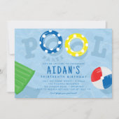 スイミングプール誕生日パーティー 招待状 (正面)