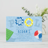 スイミングプール誕生日パーティー 招待状 (スタンド正面)