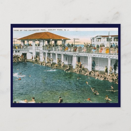スイミングプール、アズベリーパーク、NJヴィンテージ ポストカード (正面)