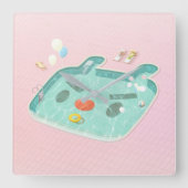 スイミングプール スクエア壁時計 (正面)