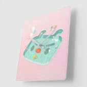 スイミングプール スクエア壁時計 (傾斜)