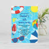 スイミングプール・バッシュ・バースデー・パーティーの招待 招待状 (スタンド正面)