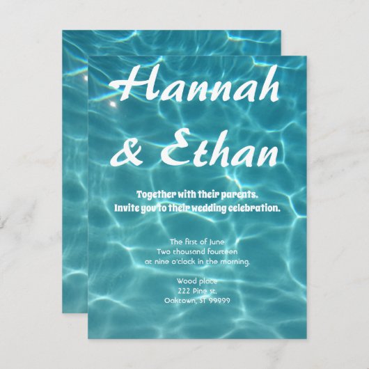 スイミングプ結婚ールの設定 – 思い切って 招待状 (正面/裏面)