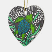 スイミングホヌウミガメオーナメント セラミックオーナメント (左)