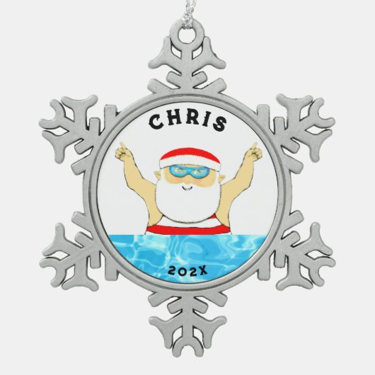 スイミングホリデーギフト スノーフレークピューターオーナメント (正面)