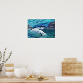 スイミングポーラーベア&氷河ワイルドライフアートポスター ポスター (キッチン)