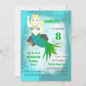 スイミングマーメイドカガーリーウト誕生日パーティー招待状 招待状 (正面)