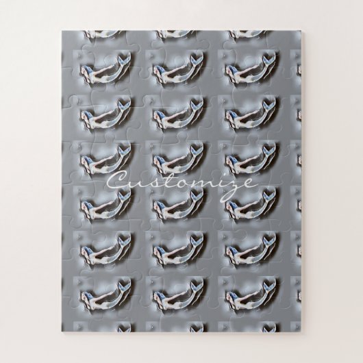 スイミングマーメイドサンダーコーブグレー ジグソーパズル (縦)