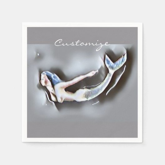 スイミングマーメイドサンダー_コーブグレー スタンダードカクテルナプキン (正面)