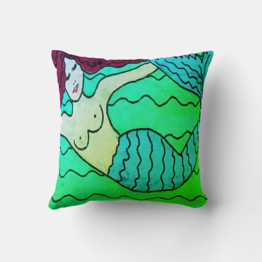 スイミングマーメイド抽象芸術アート クッション (裏面)