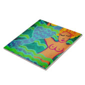 スイミングマーメイド絵を描抽象芸術 タイル (側面)