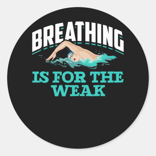 スイミングユーモアおもしろい泳ぐ人 ラウンドシール (正面)