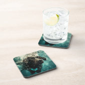 スイミングラブラドール子犬の水中デザイン コースター (右側)