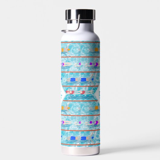 スイミングラプスプールスイムチームパターンモノグラム ウォーターボトル (右面)