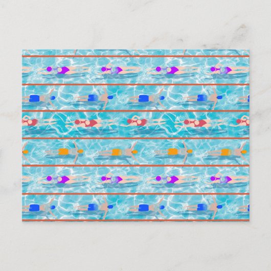 スイミングラプスプールスイムチームパターン ポストカード (正面)