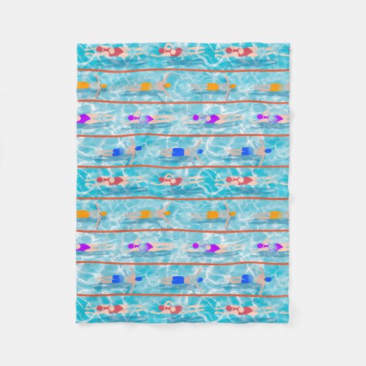 スイミングラプス水泳チームパターン フリースブランケット (正面)