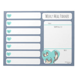 スイミングリバーオッターウィークリーミールプランナーメモ帳 ノートパッド