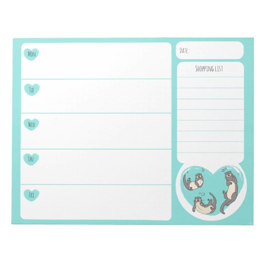 スイミングリバーオッタースクールランチプランナーメモ帳 ノートパッド (正面)