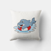 スイミングリングで泳ぐイルカ.PNG クッション (裏面)