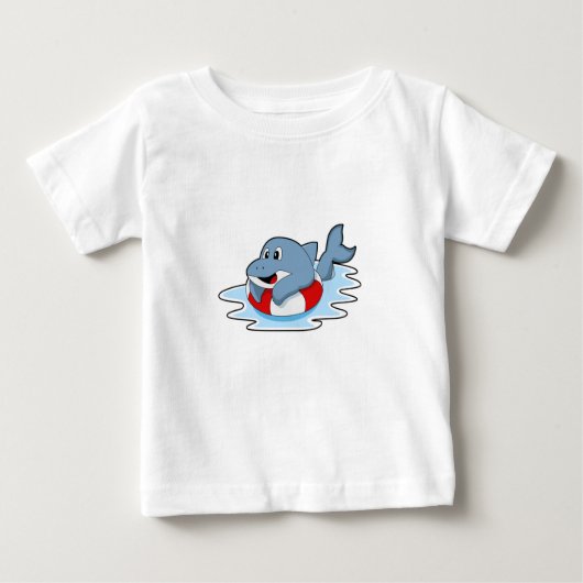 スイミングリングで泳ぐイルカ.PNG ベビーTシャツ (正面)