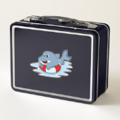 スイミングリングで泳ぐイルカ.PNG メタルランチボックス (裏面)