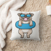 スイミングリングで泳ぐ犬 クッション (ブランケット)