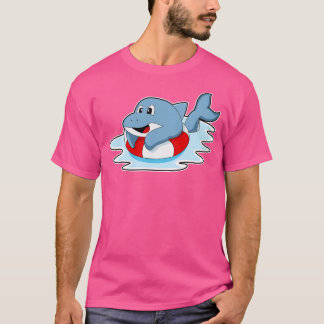 スイミングリングと泳ぐ時のイルカ Tシャツ